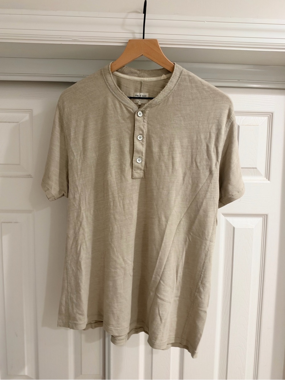 rag & bone Men’s Short-Sleeve Henley Shirt in Beige